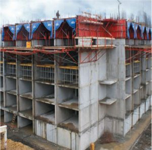 Tunnel formwork in action at a construction site