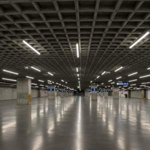 نمایی مدرن و جذاب پارکینگ با قالب وافل