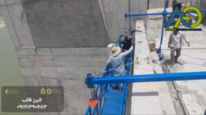 تفاصيل محرك المنصة المعلقة وحبال السلك الفولاذية المستخدمة في الرفع