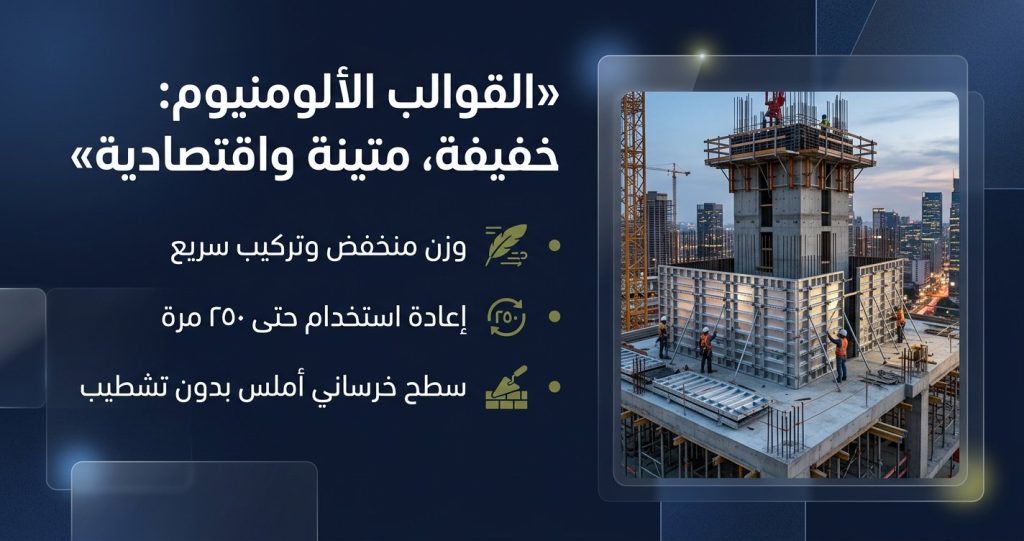 قوالب الألومنيوم للخرسانة: الدليل الشامل لنظام خفيف ومتين واقتصادي