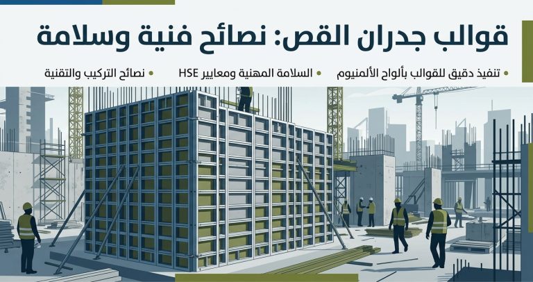 قوالب جدران القص - دليل فني شامل لقوالب الألمنيوم لمشاريع البناء من مجمع البرز قالب