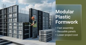 Modular plastic formwork helps contractors reduce handling time, cleaning effort, and project waste
