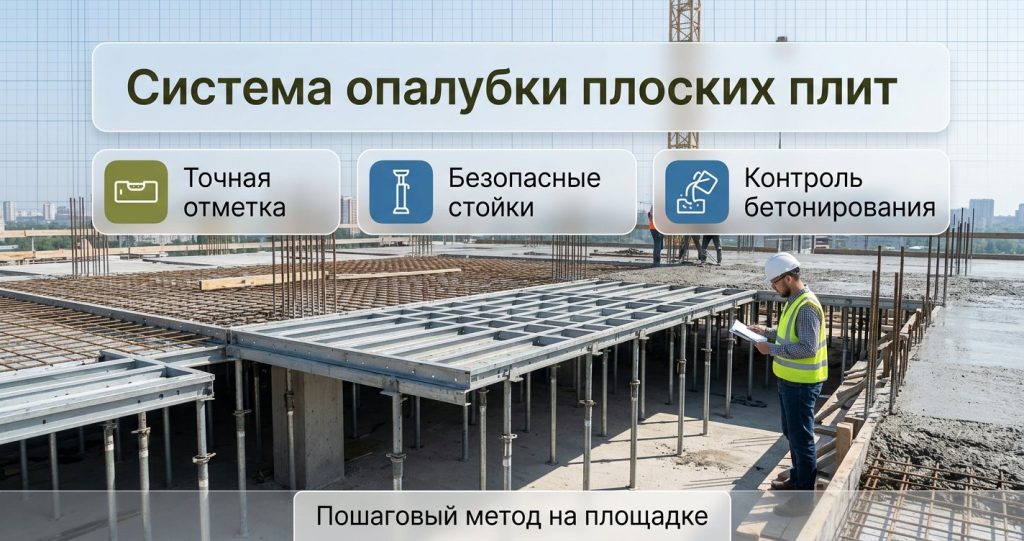Система опалубки плоских плит: пошаговое выполнение на площадке