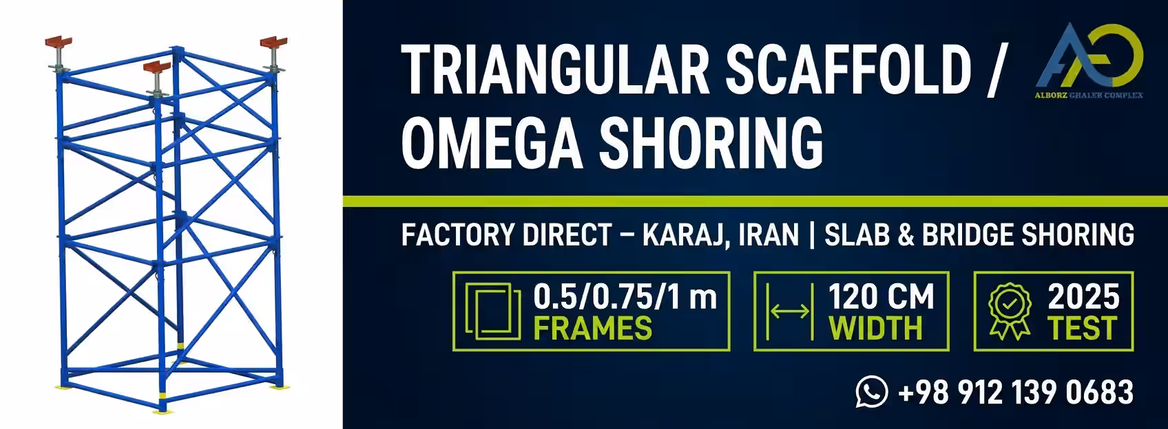 Triangular Scaffold | Omega Shoring System for Slabs and Bridge Decks 9 Triangular scaffold omega shoring banner for website header and open graph