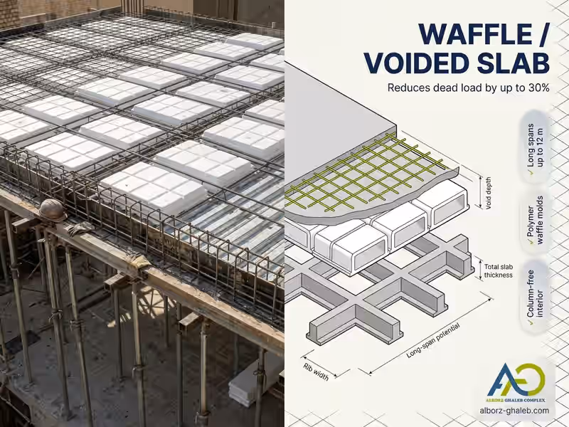 Concrete Slab Roof Construction & Shoring Solutions 4 Waffle voided concrete slab with polymer molds achieving 30 percent weight reduction – Alborz Ghaleb